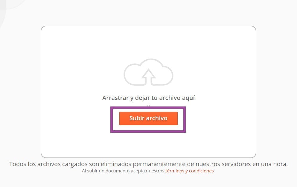subir archivos PDF en DocTranslator