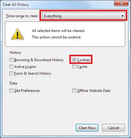 Borrar todas las cookies, los datos del sitio y caché