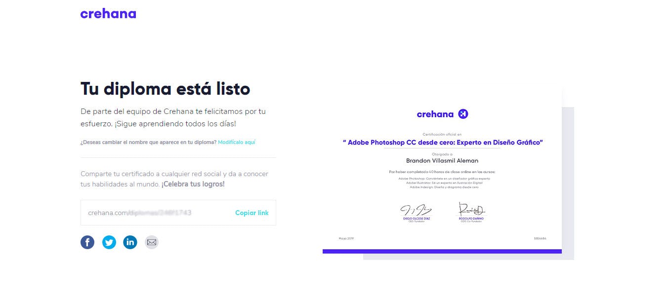 Certificación Crehana