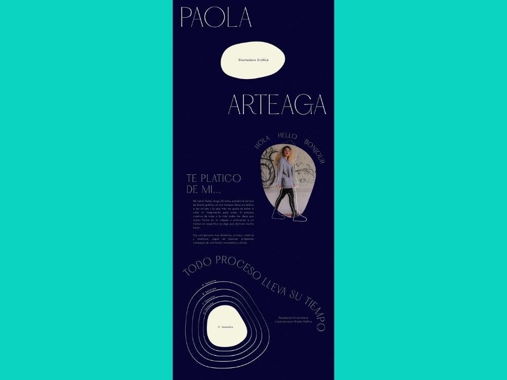 ejemplo de currículum creativo diseñado por Paola Arteaga