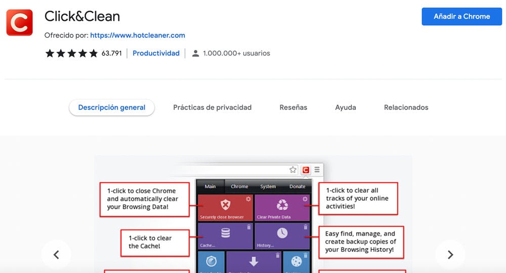 extensión de Chrome Click&Clean