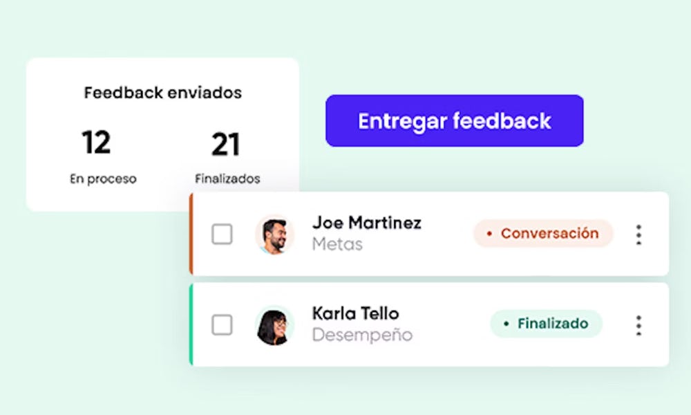 feedback dentro de la plataforma Engagement de Crehana