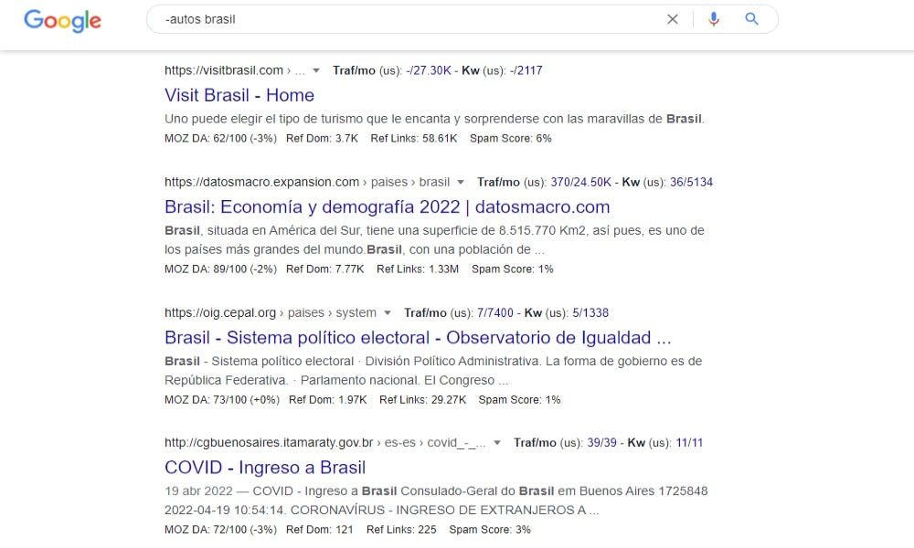 Aprender a excluir términos mediante comandos para buscar en Google