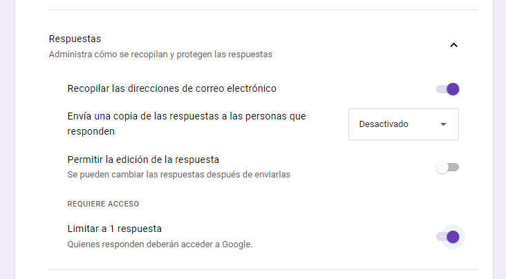 respuestas en Google Forms