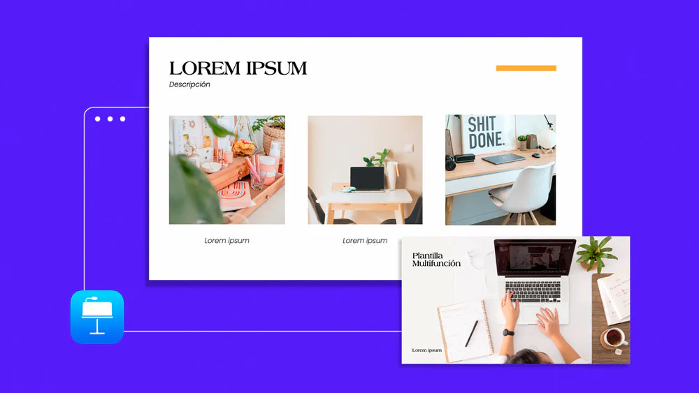 Vista previa plantilla multifunción para diferentes presentaciones en keynote