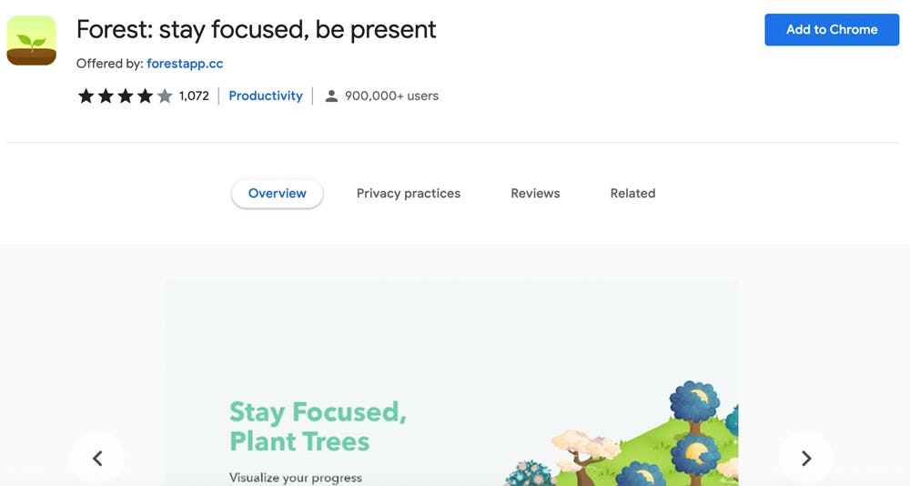 Forest extensión de Google