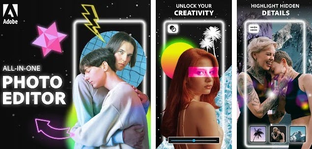 Photoshop Express aplicación para aclarar fotos en sistema Android