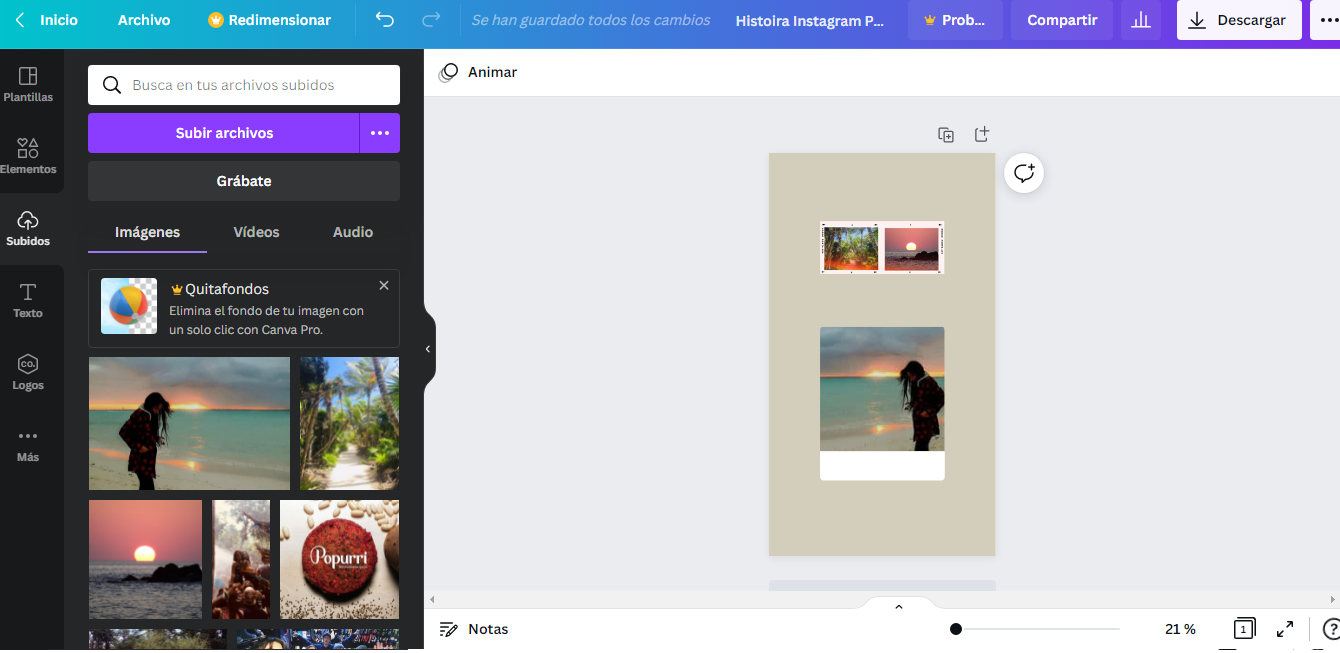 foto instantanea en canva