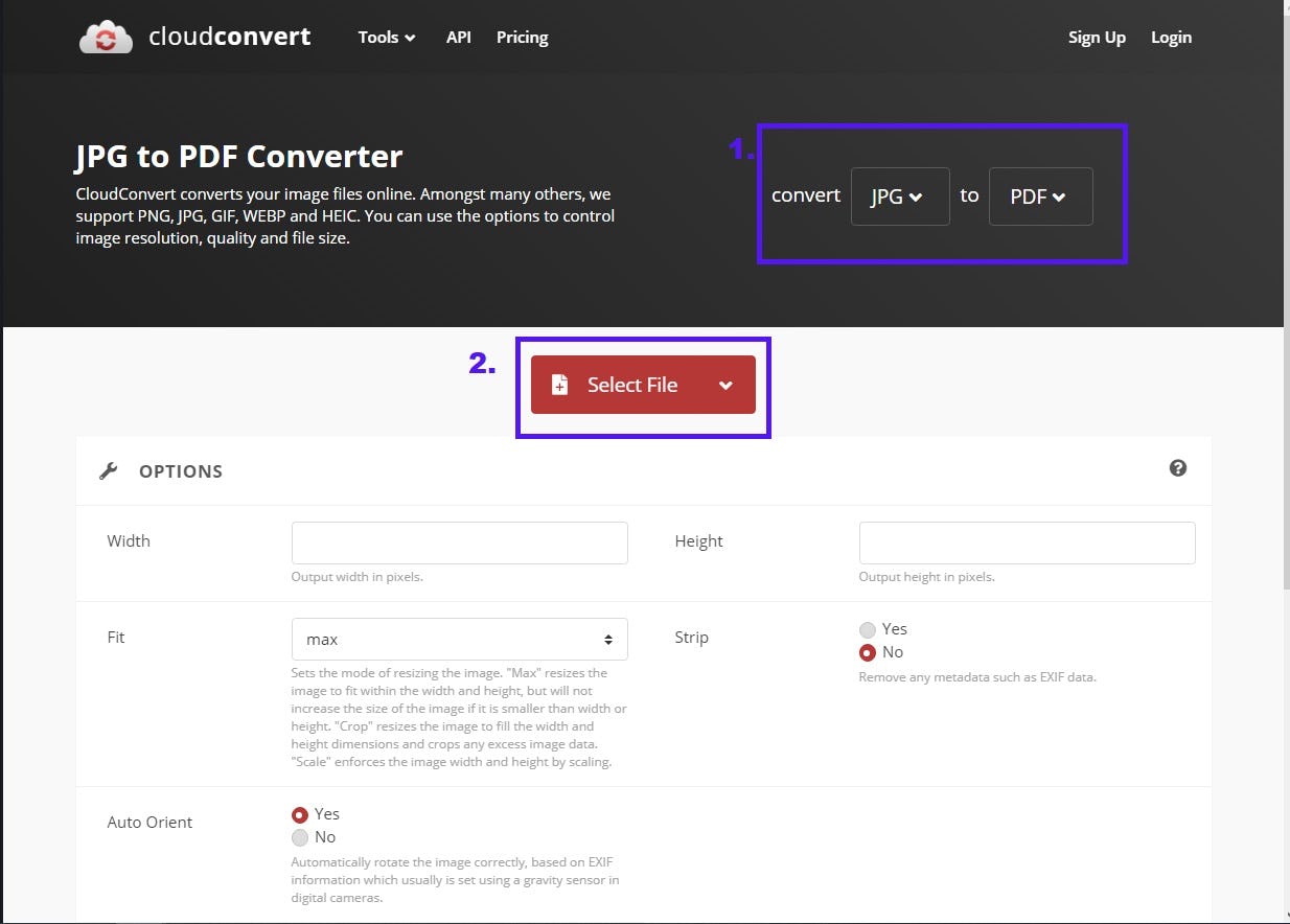 Cloud convert JPG a PDF