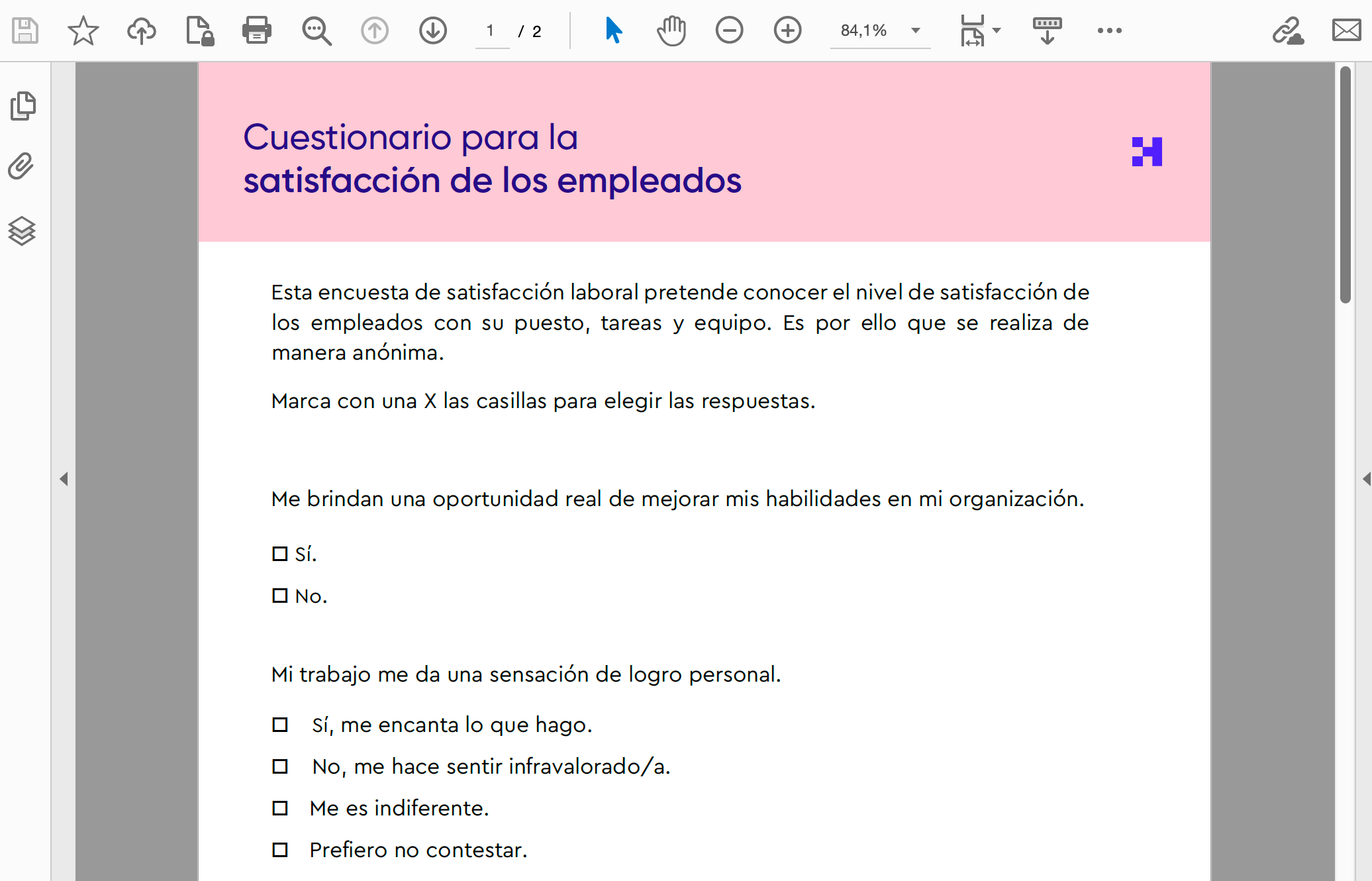 cuestionario de satisfacción laboral