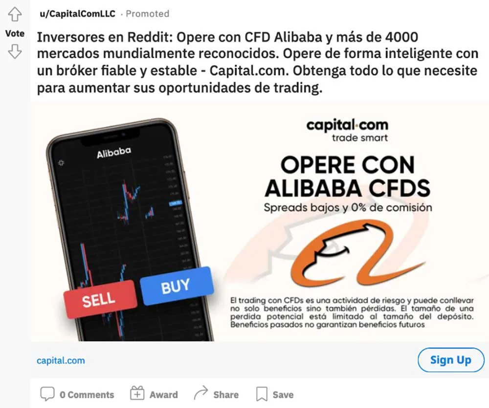 Anuncio de Reddit Capital