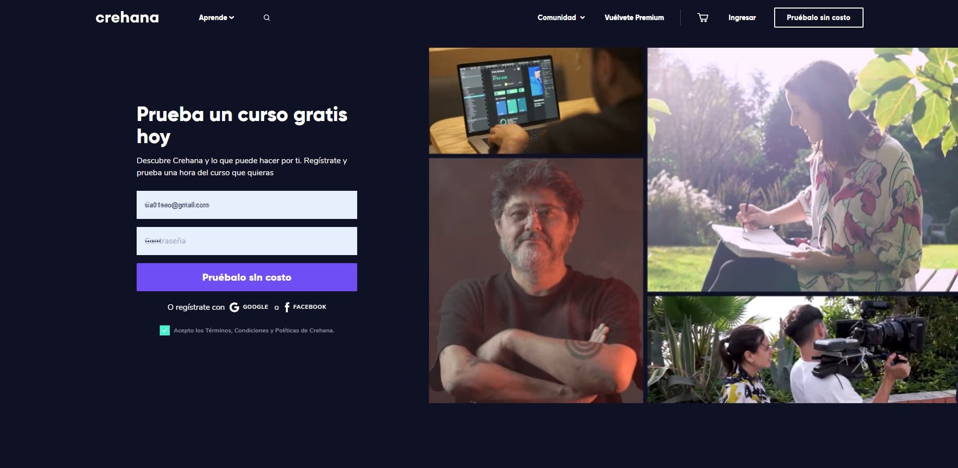 landing page de crehana