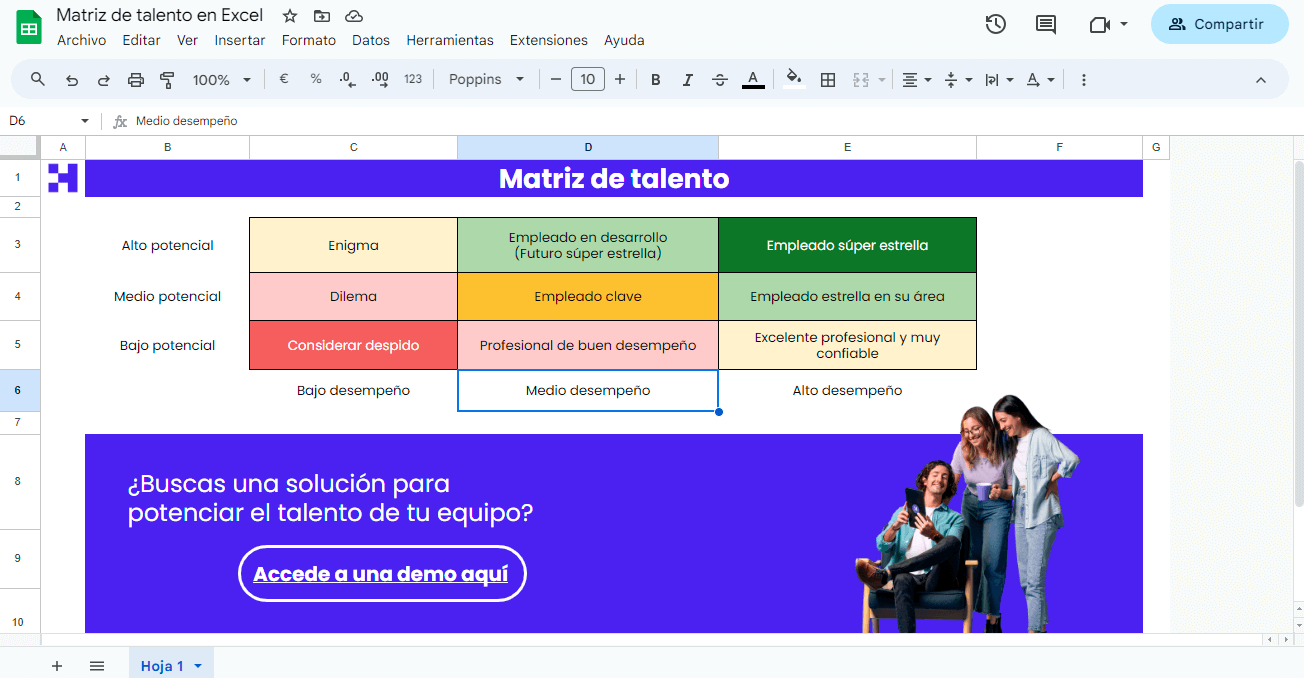 matriz de talento excel crehana recursos