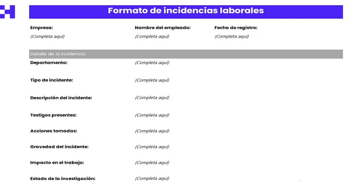 Formato de incidencia laboral