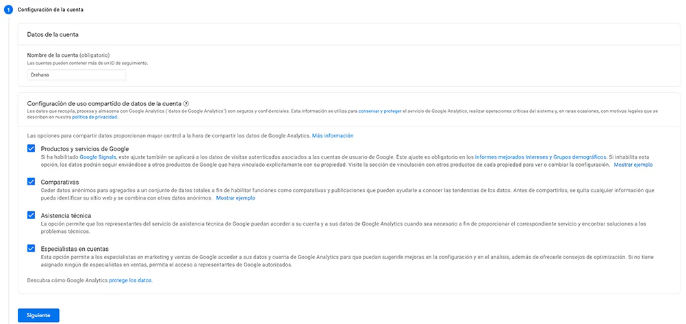 google analytics wordpress crear cuenta