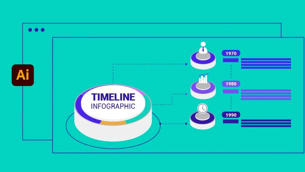plantilla línea de tiempo isométrica