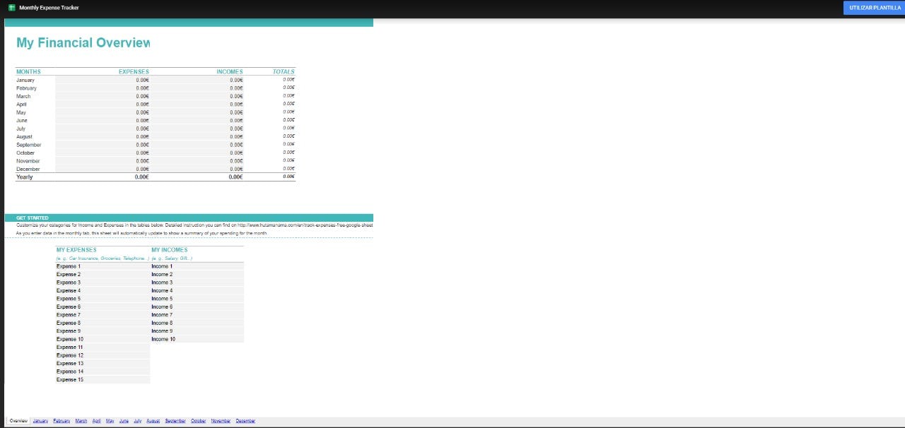 Cuadro de ingresos y ahorros dashboard Google Sheets