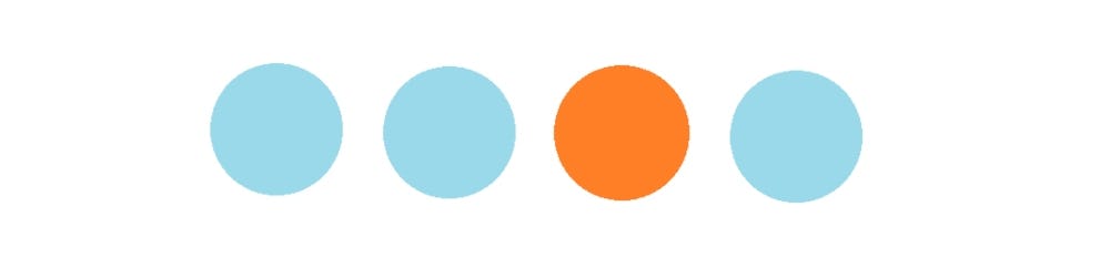 círculos azules y naranja sobre fondo blanco