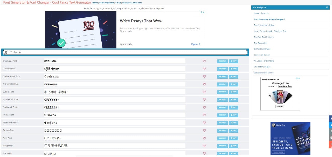 Cool Symbol convertidor de letras