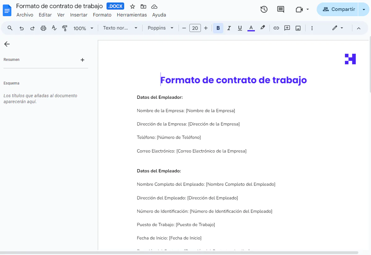 formato contrato de trabajo crehana word