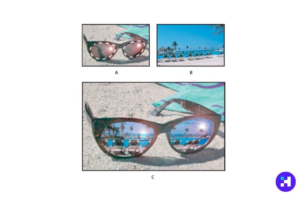 ejemplo pegar una imagen dentro de una selección con la herramienta Mover