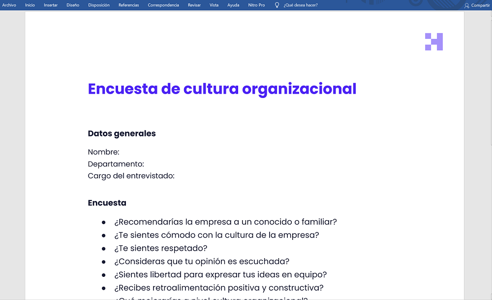 encuesta de cultura organizacional gratis