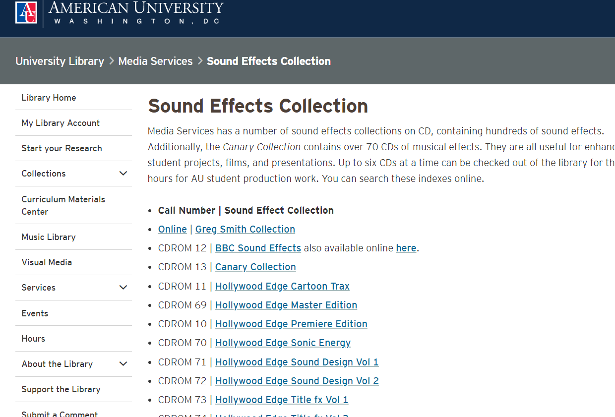American University biblioteca de sonidos