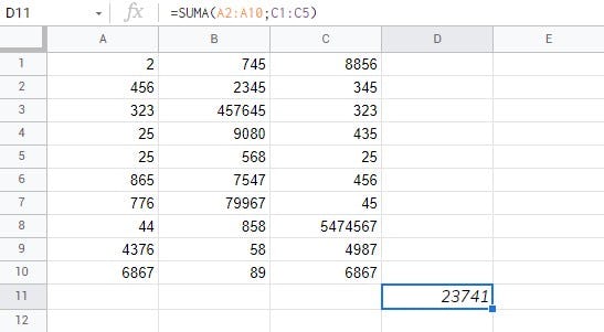 suma de intervalo de celdas con la funcion suma en excel