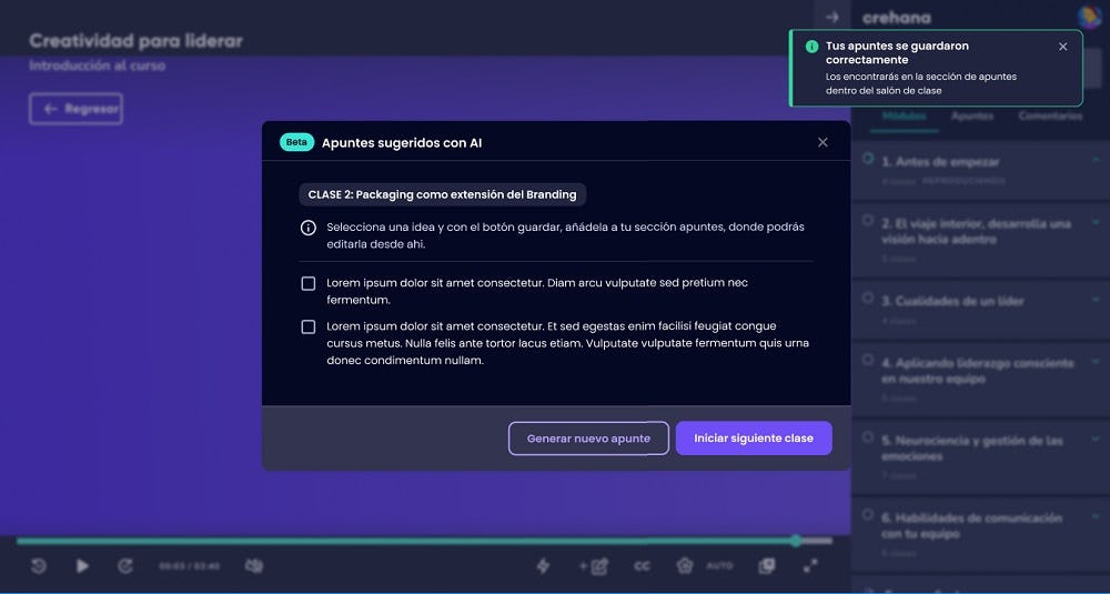 apuntes con inteligencia artificial crehana