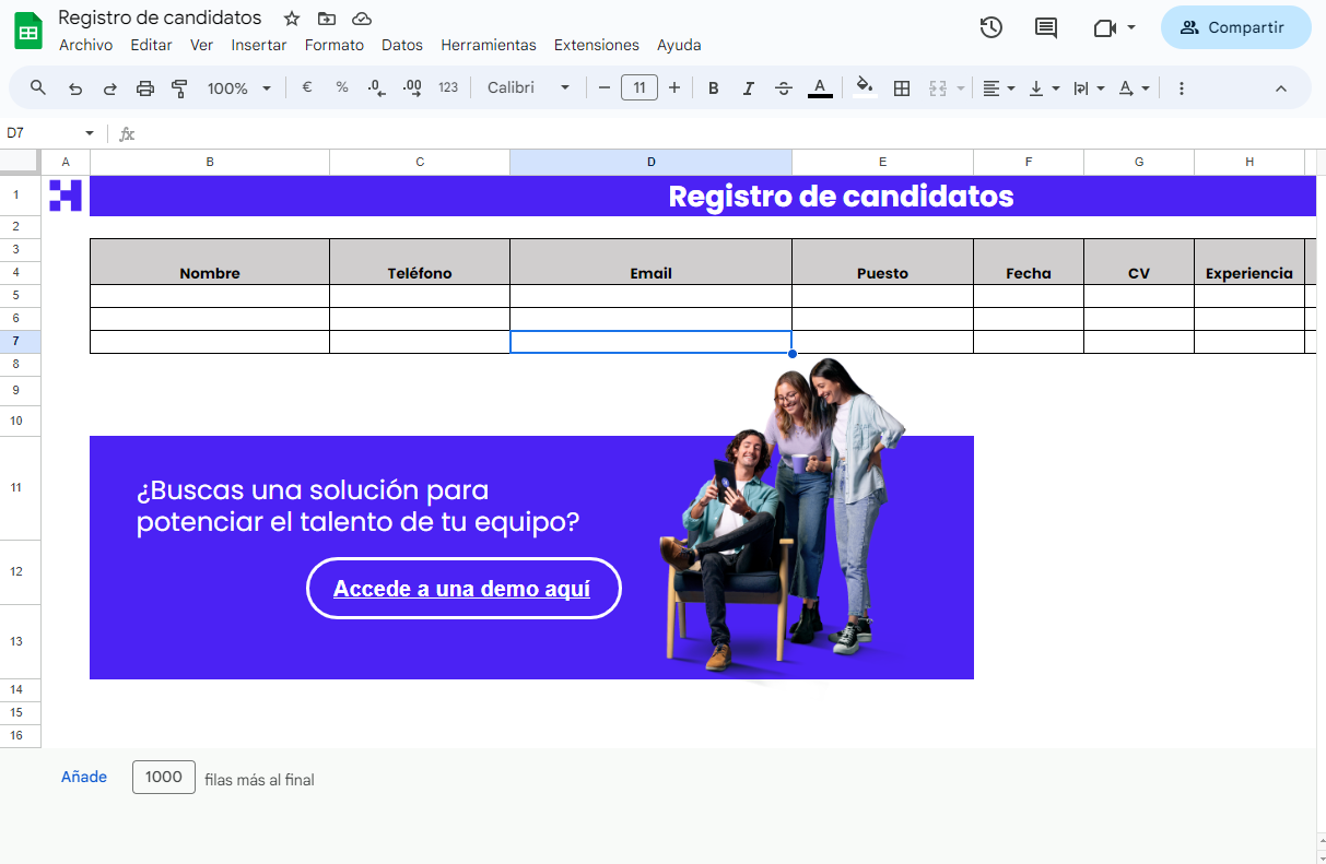 modelo de registro de candidatos en Excel