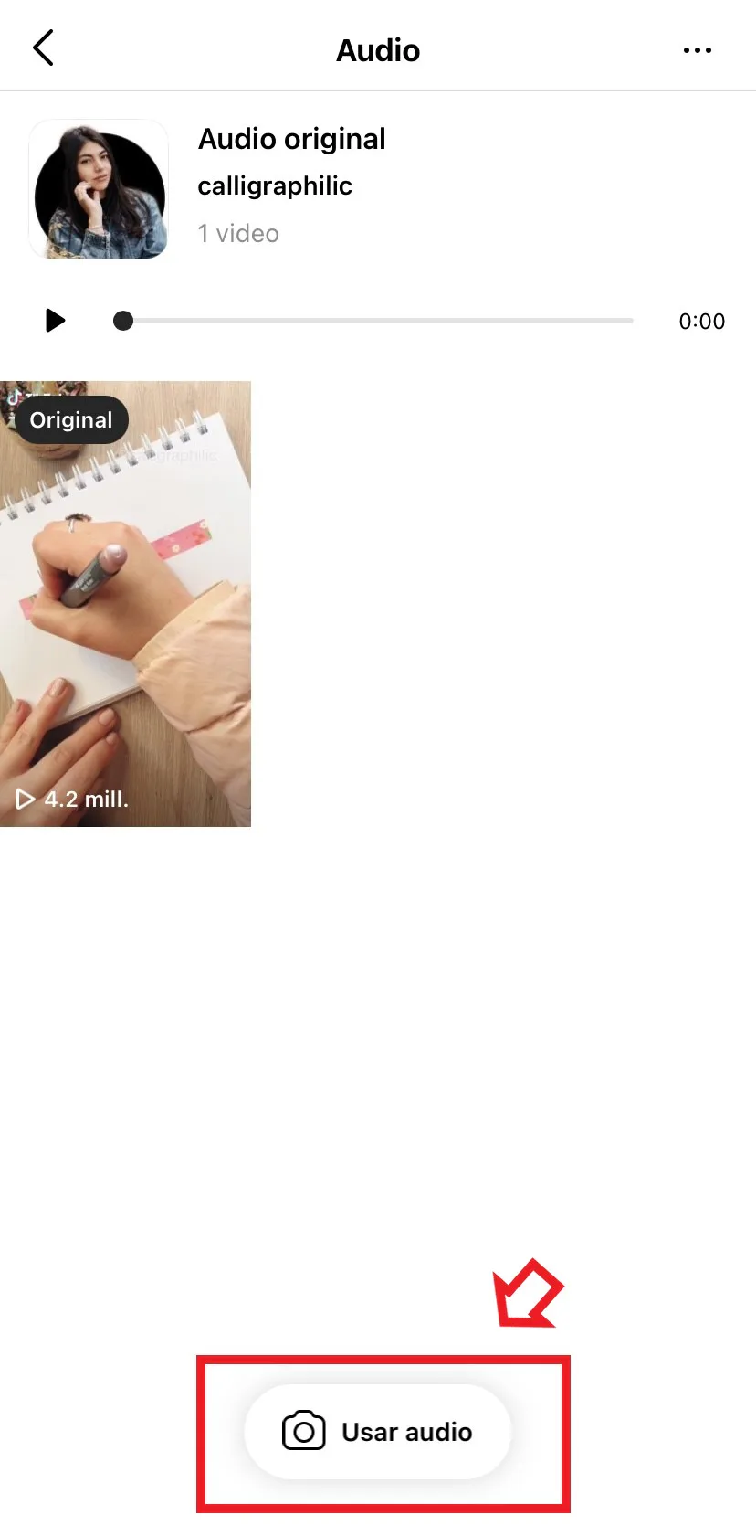 utilizar un audio original de otro reel
