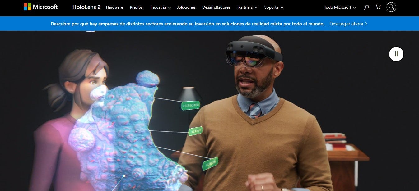 Lentes de realidad aumentada de Microsoft
