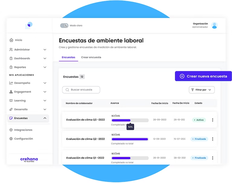 plataforma de clima laboral crehana