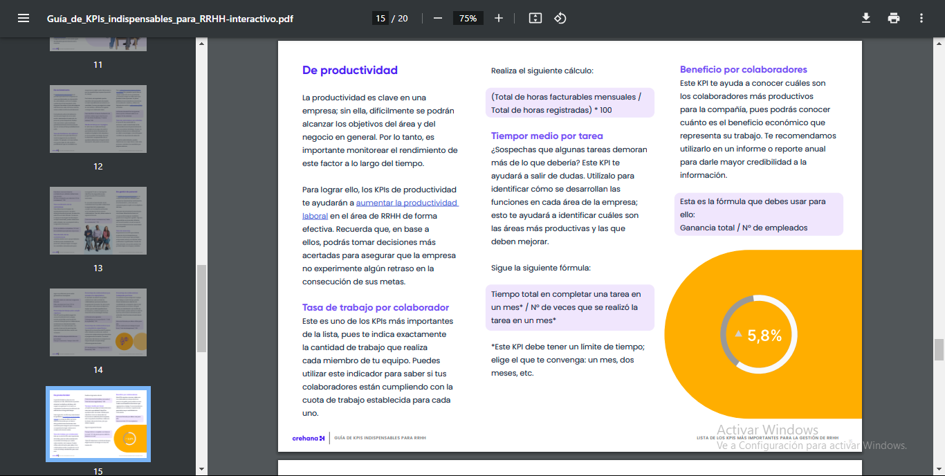 ebook sobre KPIs de Recursos Humanos por Crehana