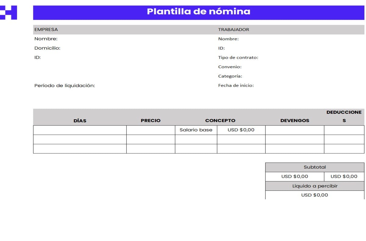 Plantilla de nómina en excel