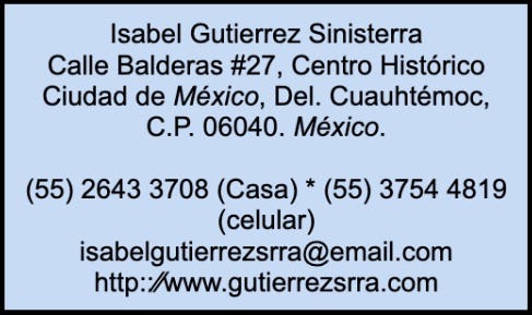 Ejemplo de información de contacto