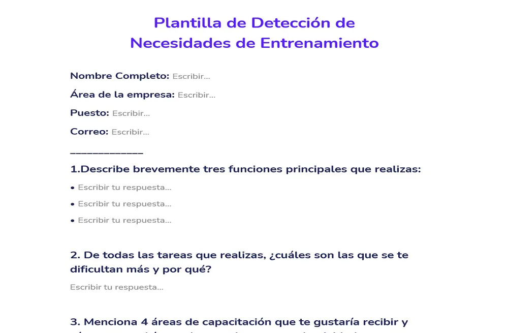 Plantilla necesidades de capacitación