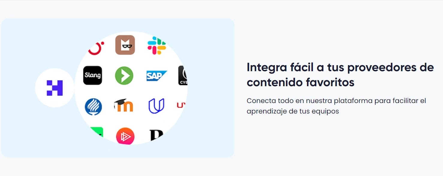 íconos de integraciones de Crehana