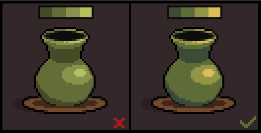 Comparación de efecto en pixel art