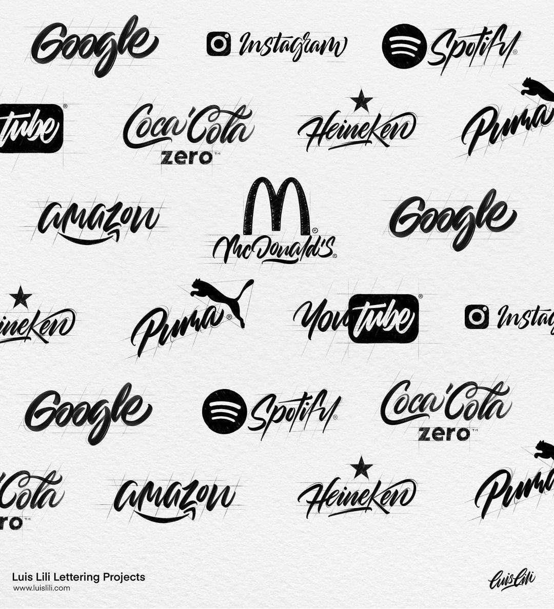 FOTO Rediseños de Luis Lili de algunos logos de marcas reconocidas.