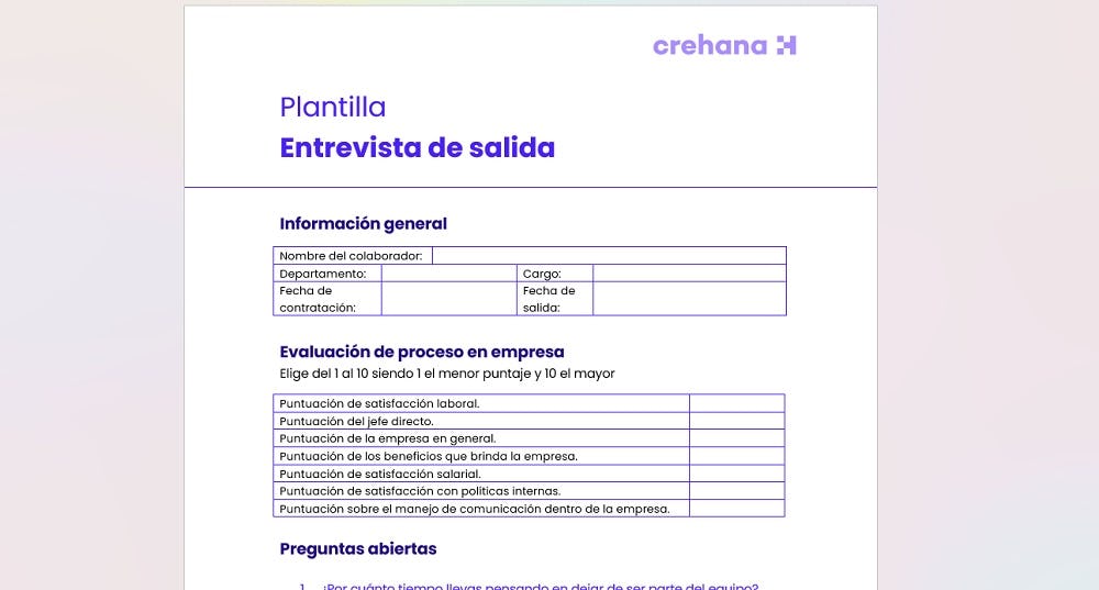 formato de entrevista de salida gratis