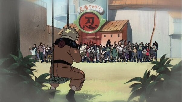 Naruto en el columpio