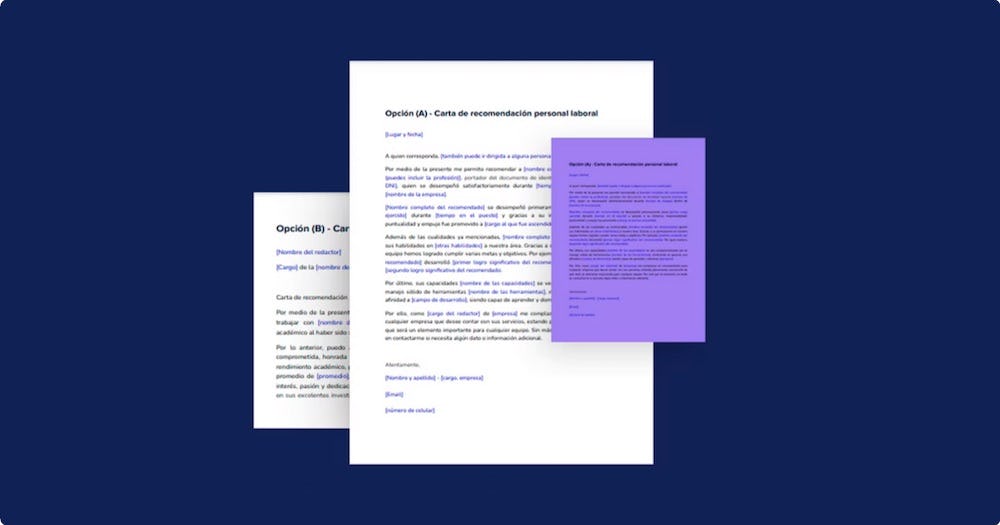Plantillas de carta de recomendación personal