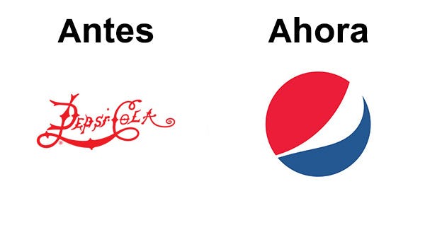 antes y después del logo de Pepsi