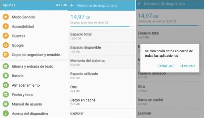 Eliminar caché Android
