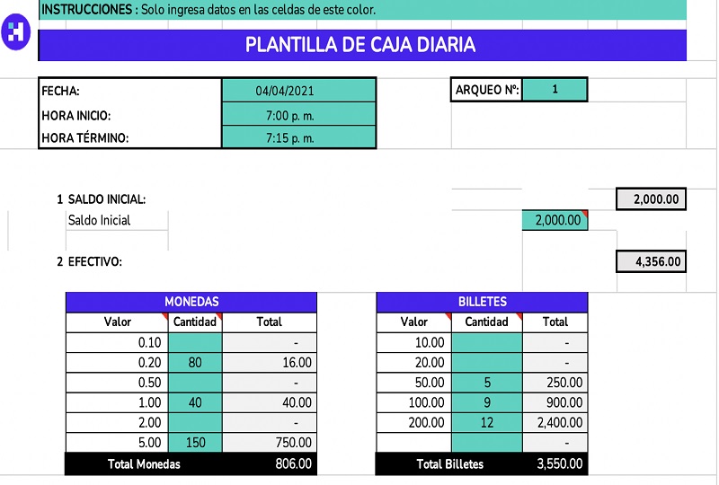 Planilla De Caja Diaria Excel