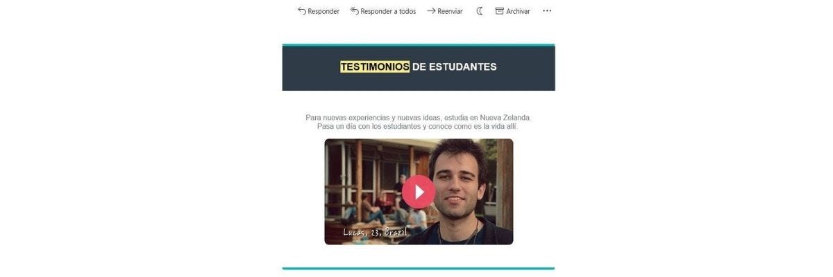 correo de oferta de servicios con testimonio