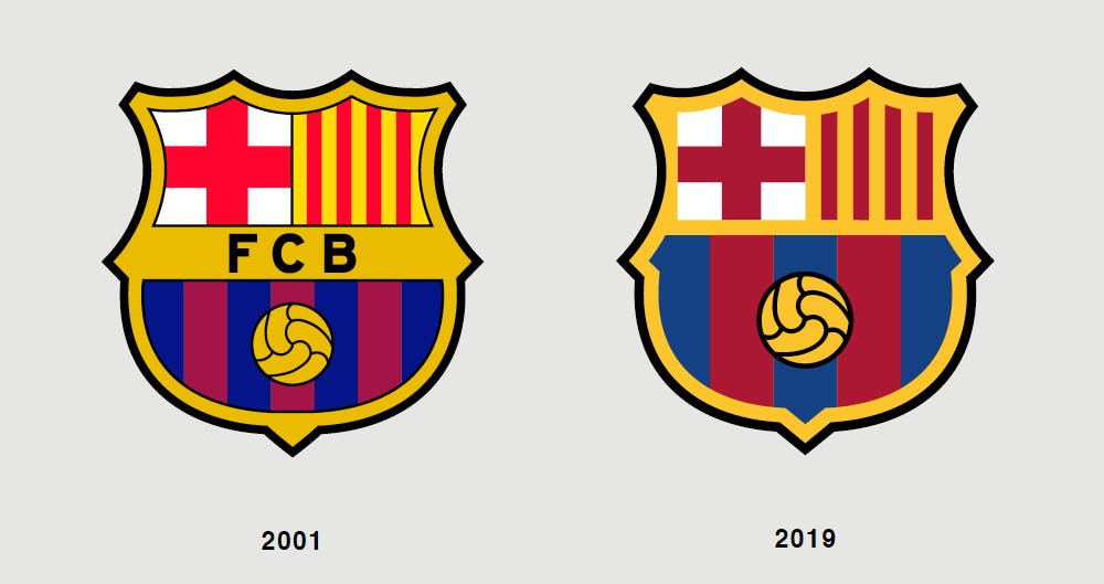 Barcelona cambia de escudo. ¿Recuerdas la renovación de los escudos de otros equipos top?