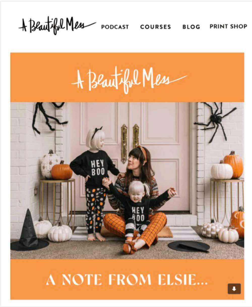 A beautiful mess ejemplo de un asunto de correo electrónico