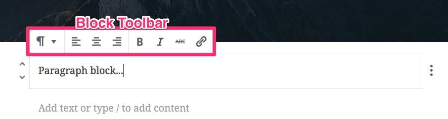 block toolbar gutenberg wordpress